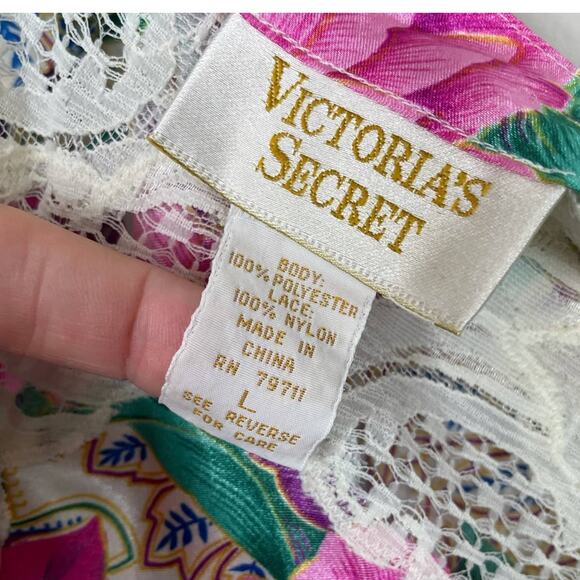 Vtg Victoria's Secret Gold Label Floral Lace Chemise Size Large Whimsy Coquette - Picture 10 of 12